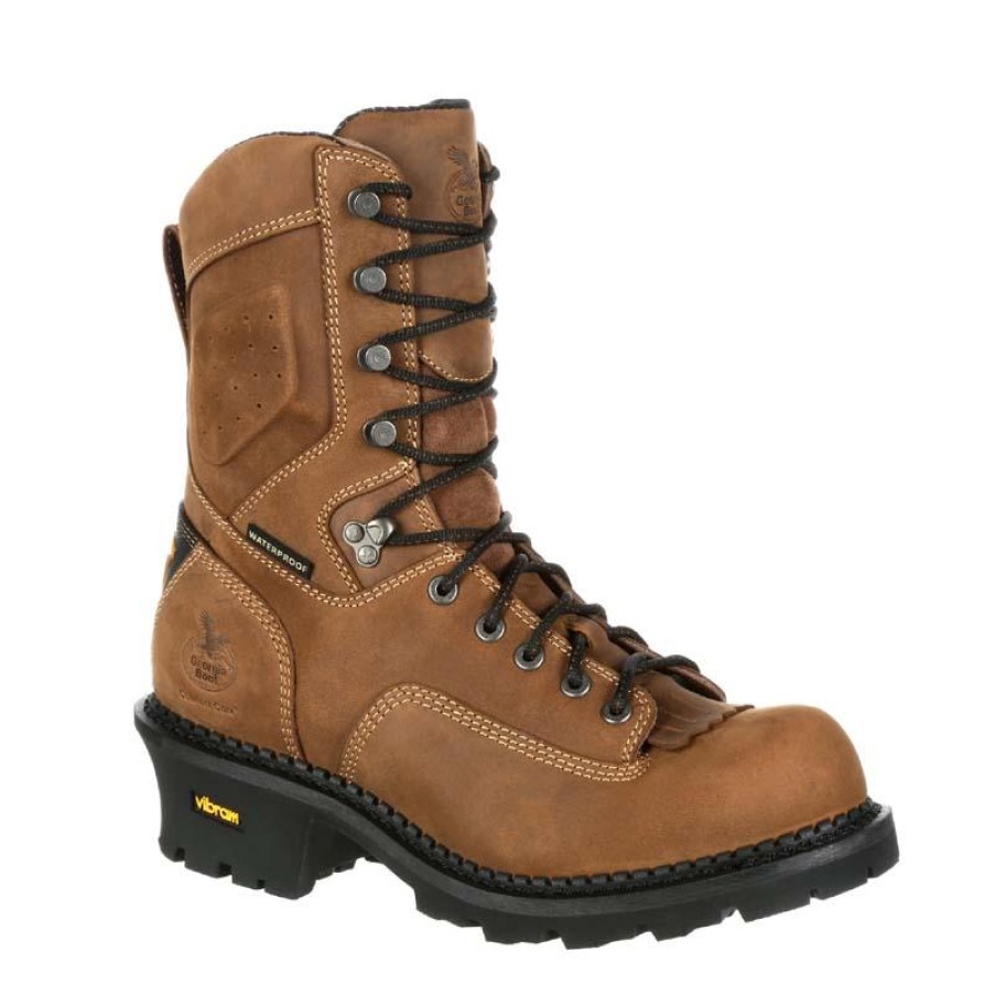 Footwear Georgia Boot Non-Slip Boots | Georgia Boot Men'S 9" Comfort Core Waterproof Logger Boot Brown