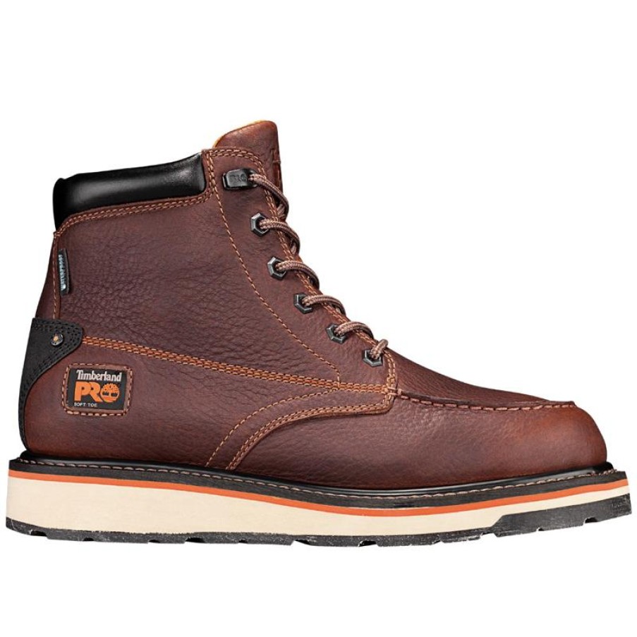 Footwear Timberland Pro Non-Slip Boots | Timberland Pro Men'S 6" Gridworks Waterproof Moc Toe Work Boot Brown