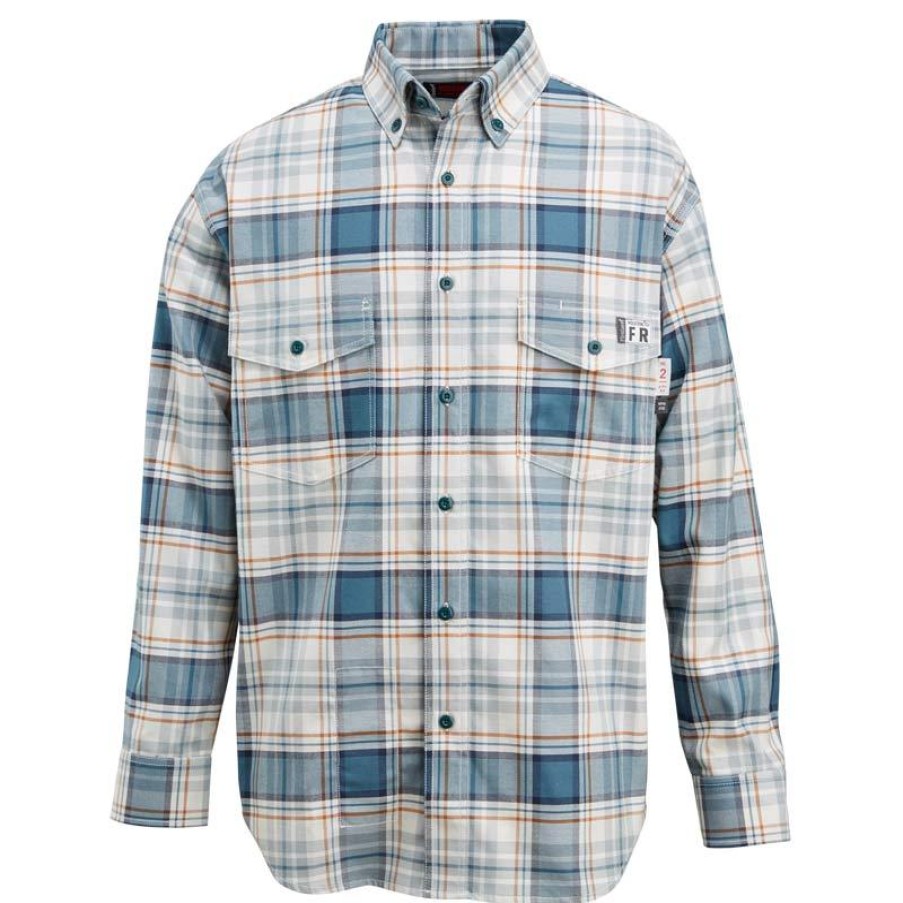 Workwear Wolverine Flame Resistant Shirts | Wolverine Men'S Firezero Flame Resistant Plaid Twill Work Shirt