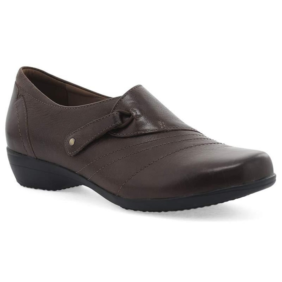 Footwear Dansko Slip Ons | Dansko Women'S Franny Burnished Calf Slip On Chocolate