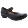 Footwear Dansko Slip Ons | Dansko Women'S Fawna Burnished Calf Mary Jane Slip On Navy