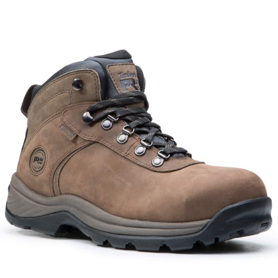 Footwear Timberland Pro Non-Slip Boots | Timberland Pro Men'S Flume Waterproof Steel Toe Work Hiker Brown