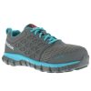 Footwear Reebok Non-Slip Shoes | Reebok Women'S Sublite Cushion Work Alloy Toe Grey & Turquoise Athletic Oxford Grey/Turquoise