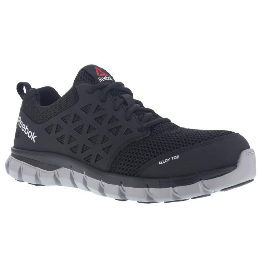 Footwear Reebok Non-Slip Shoes | Reebok Men'S Sublite Cushion Work Alloy Toe Athletic Oxford Black