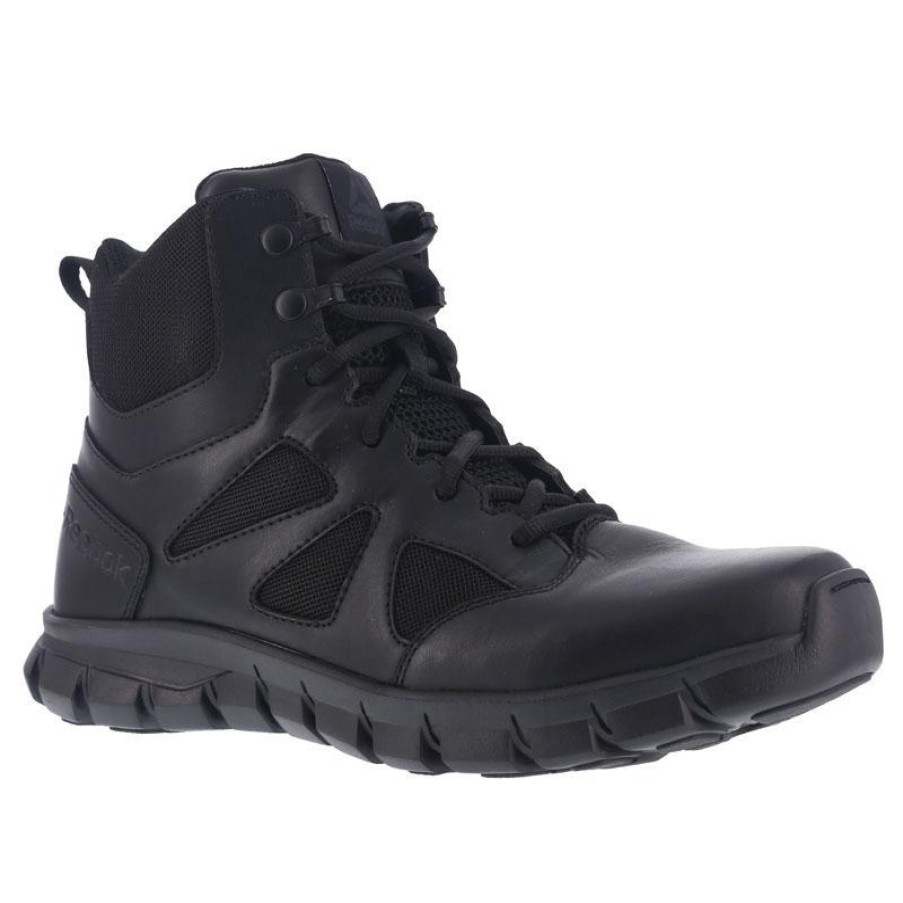 Footwear Reebok Non-Slip Boots | Reebok Duty Men'S 6" Sublite Cushion Tactical Side Zip Boot Black