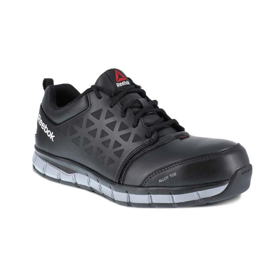 Footwear Reebok Non-Slip Shoes | Reebok Work Men'S Sublite Cushion Conductive Athletic Work Oxford Black