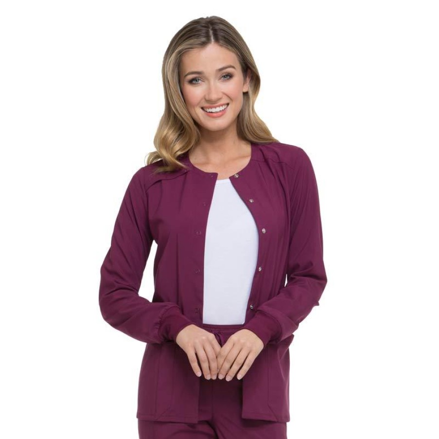 Healthcare Dickies EDS Essentials Lab Coats & Jackets | Dickies Eds Essentials Women'S Snap Front Warm-Up Scrub Jacket