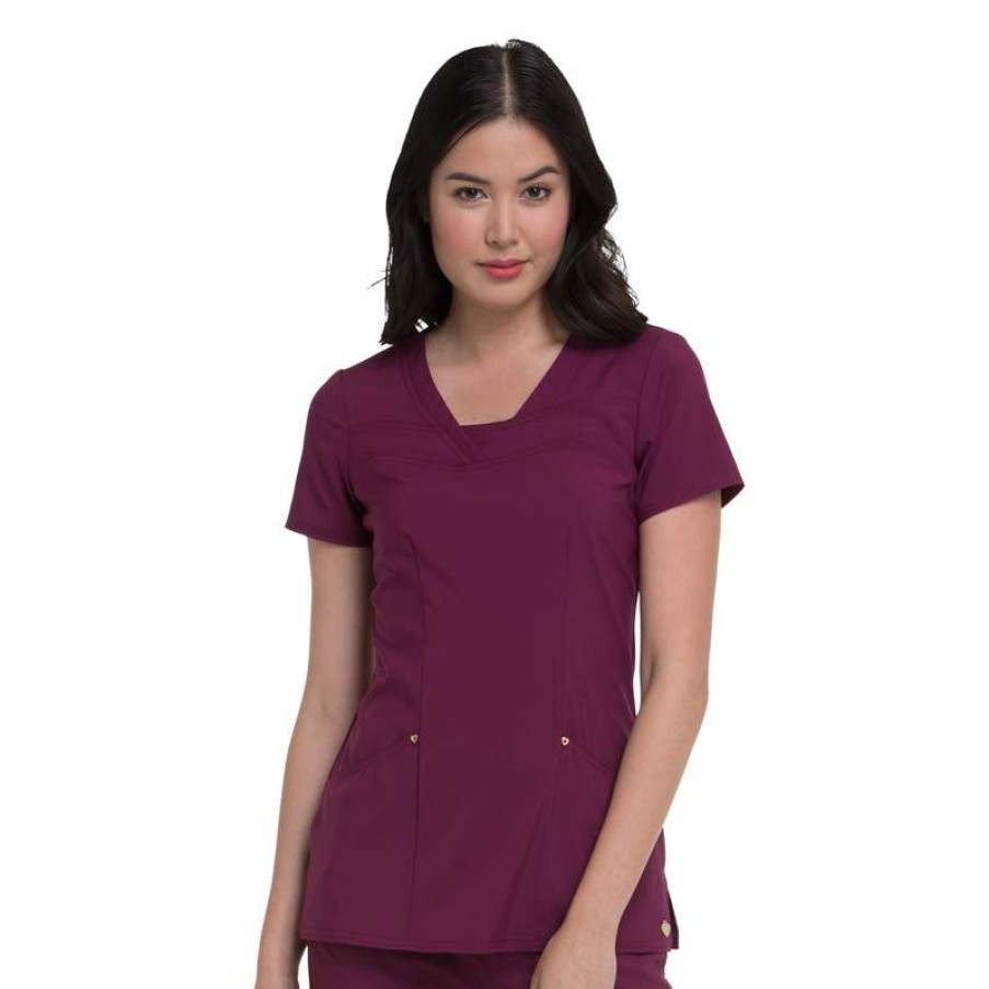 Healthcare Heartsoul Scrub Tops | Heartsoul Love Always Women'S Serenity Stylized V-Neck Scrub Top