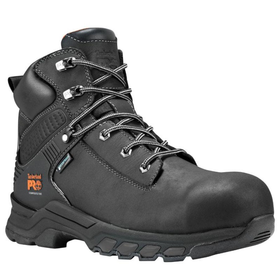 Footwear Timberland Pro Non-Slip Boots | Timberland Pro Men'S 6" Waterproof Composite Toe Hypercharge Work Boot Black