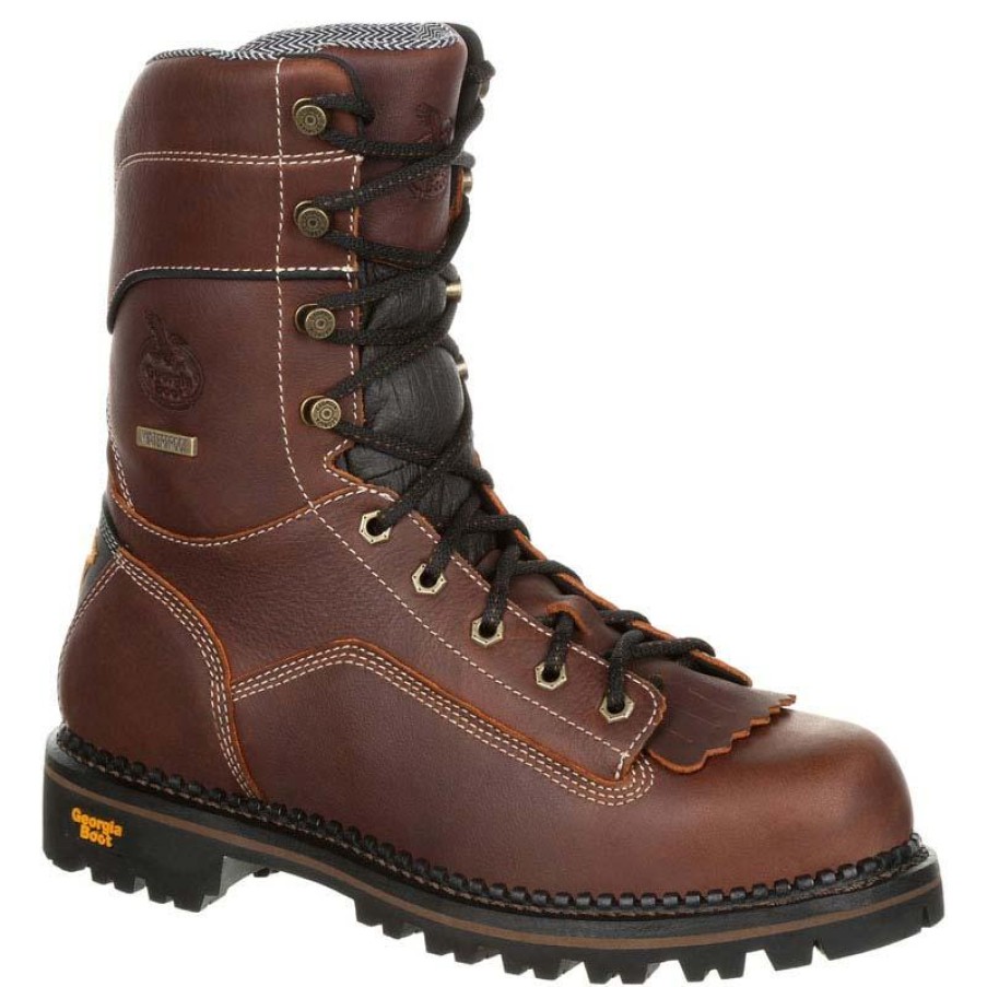 Footwear Georgia Boot Logger | Georgia Boot Men'S 9" Amp Lt Waterproof Low-Heel Logger Boot Brown