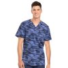 Healthcare Infinity Scrub Tops | Infinity By Cherokee Men'S Print Scrub Top Down The Line