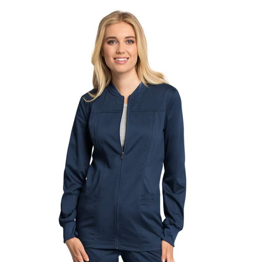 Healthcare WW Revolution Tech Lab Coats & Jackets | Cherokee Workwear Revolution Tech Women'S Zip Front Warm-Up Scrub Jacket