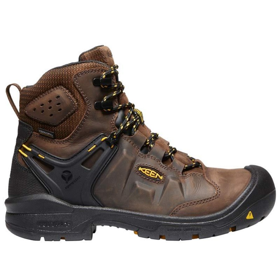 Footwear KEEN Utility Non-Slip Boots | Keen Utility Men'S Dover 6" Waterproof Carbon Fiber Toe Work Boot Dark Earth/Black