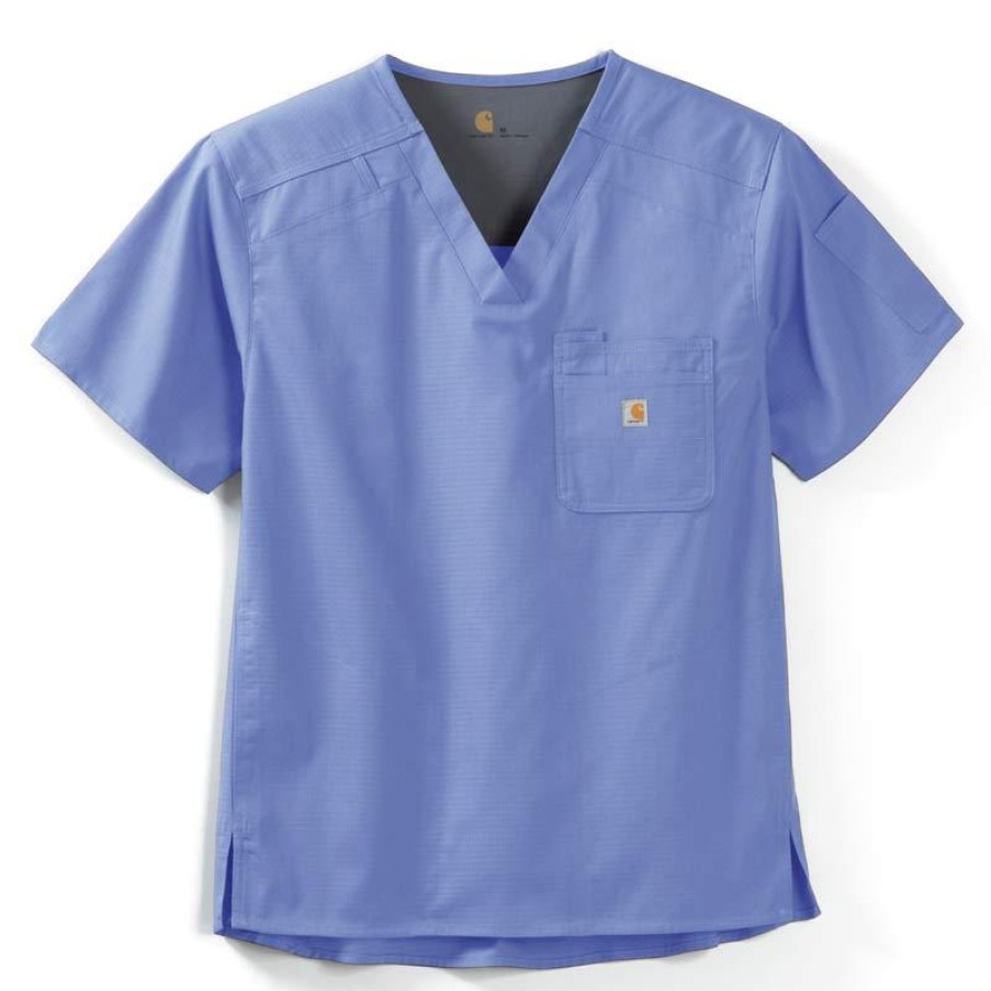 Healthcare Carhartt Scrub Tops | Carhartt Rugged Flex Men'S Slim Fit Six Pocket Scrub Top