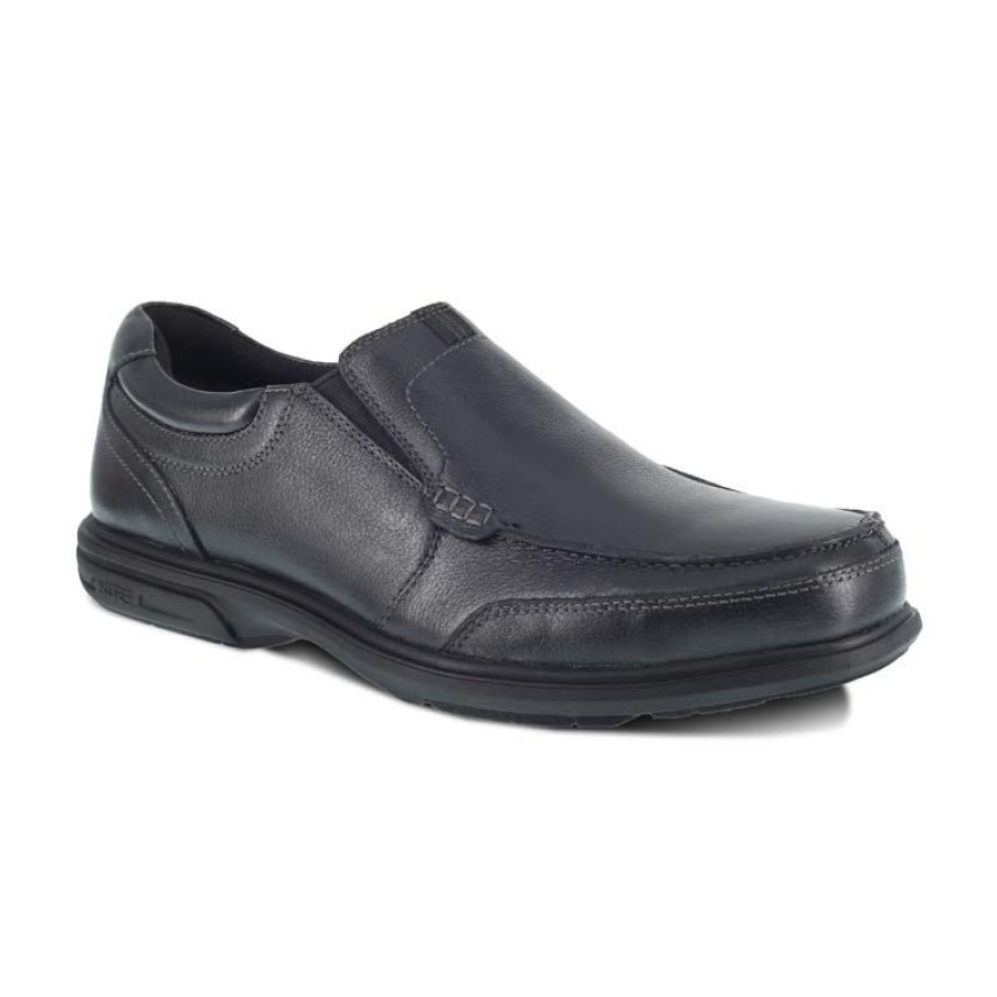 Footwear Florsheim Non-Slip Shoes | Florsheim Work Men'S Loedin Steel Toe Slip On Work Shoe Black