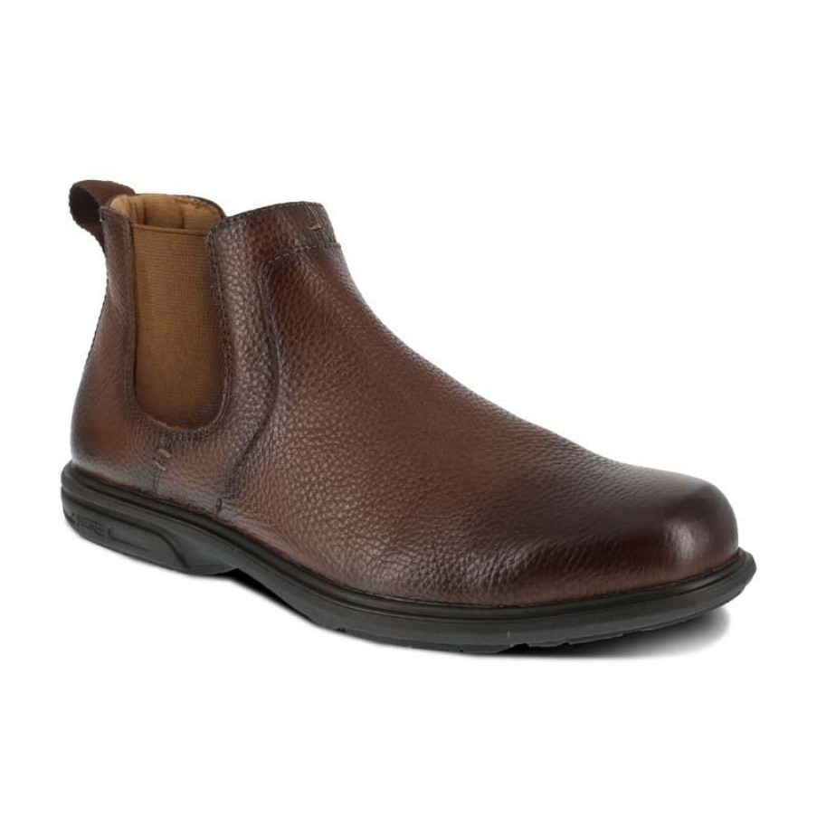 Footwear Florsheim Steel Toe | Florsheim Work Men'S Loedin Steel Toe Esd Twin Gore Boot Brown