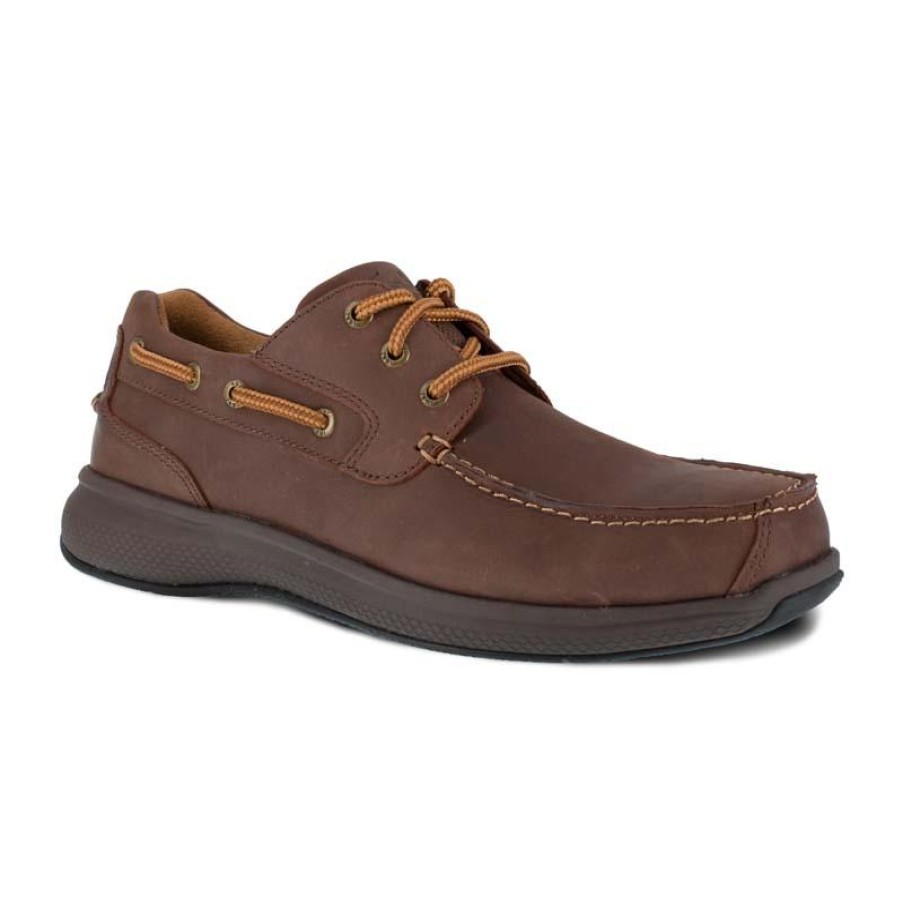 Footwear Florsheim Oxfords | Florsheim Work Men'S Bayside Steel Toe Esd Oxford Work Shoe Brown