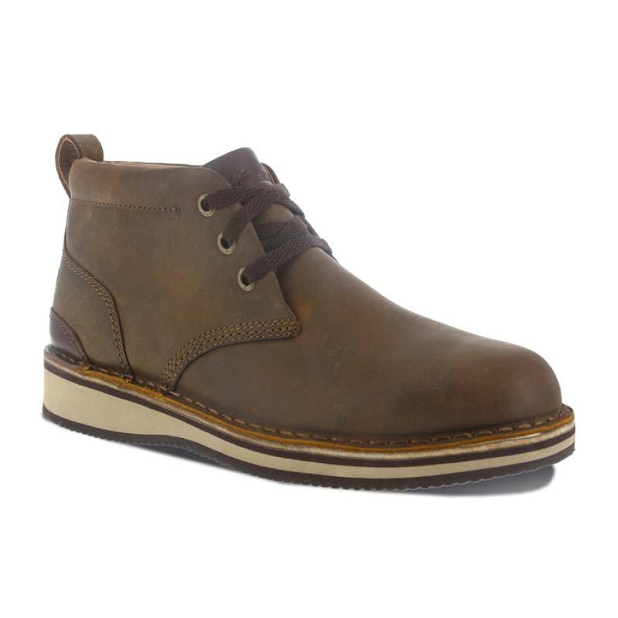 Footwear Rockport Non-Slip Boots | Rockport Works Men'S Prestige Point Work Steel Toe Chukka Boot Beeswax Brown