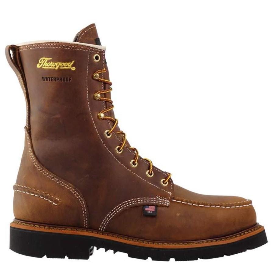 Footwear Thorogood Steel Toe | Thorogood Mens 1957 Series 8" Steel Toe Waterproof Moc Toe Work Boot Brown