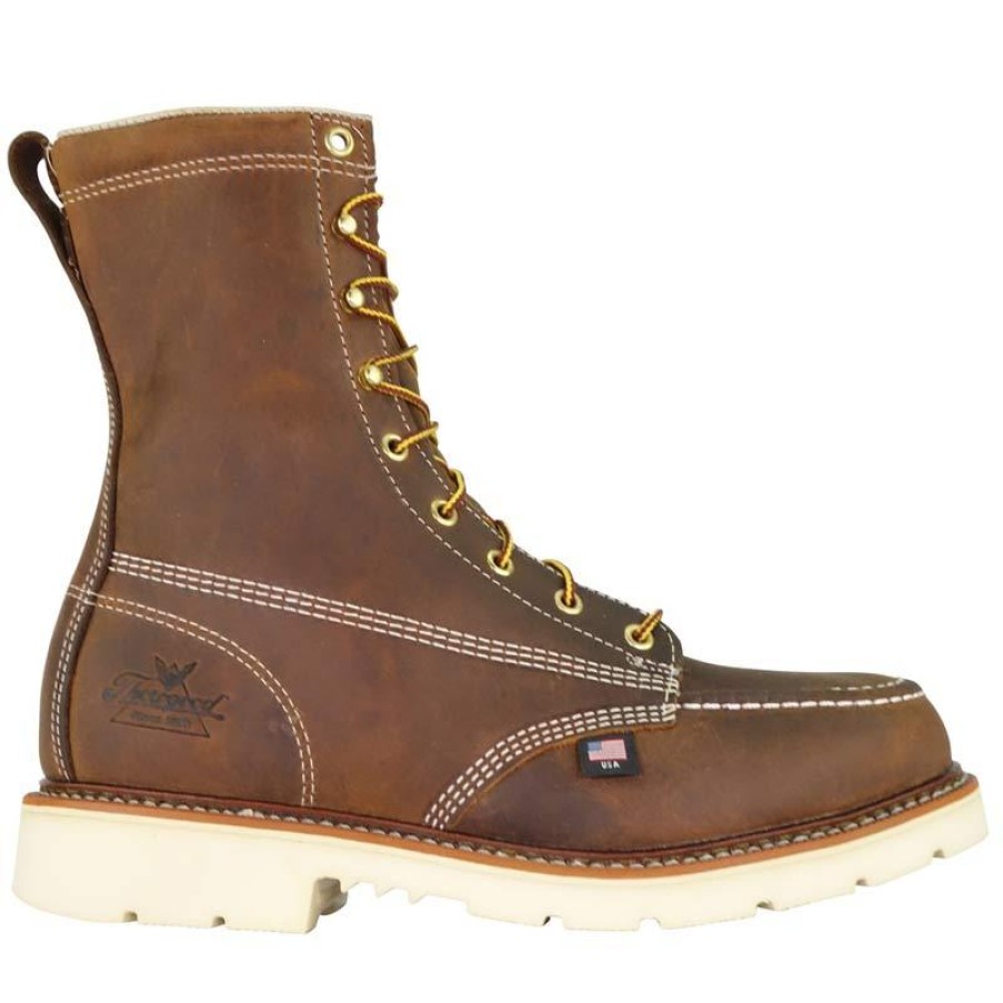 Footwear Thorogood Non-Slip Boots | Thorogood Mens American Heritage 8" Steel Toe Moc Toe Work Boot Brown