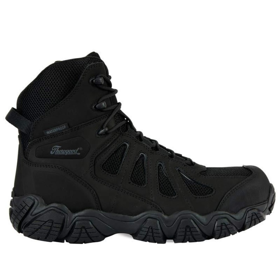 Footwear Thorogood Non-Steel Safety Toe | Thorogood Mens Crosstrex Series 6" Bbp Composite Toe Waterproof Side Zipper Athletic Hiker Black