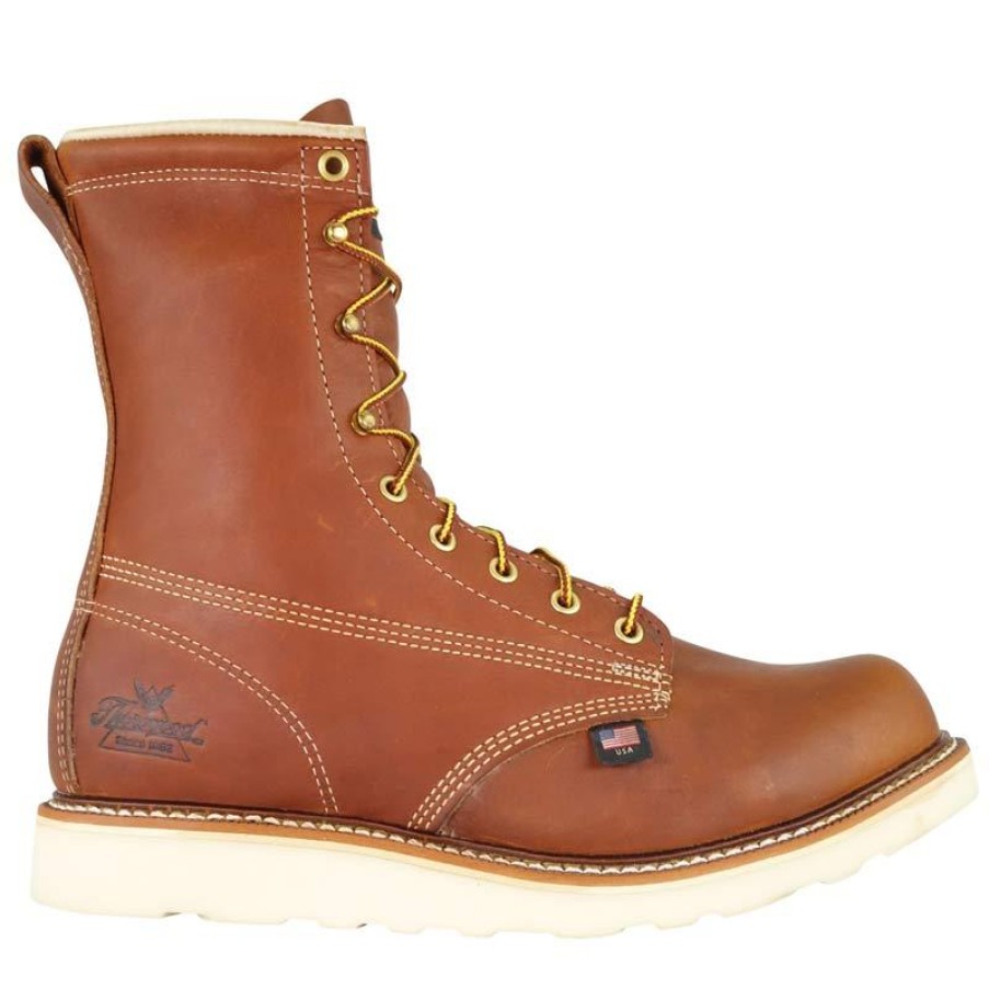 Footwear Thorogood Work Boots | Thorogood Mens American Heritage 8" Moc Toe Wedge Work Boot Tobacco