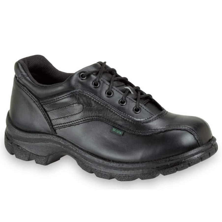 Footwear Thorogood Athletic | Thorogood Mens Soft Streets Series Double Track Leather Work Oxford Black