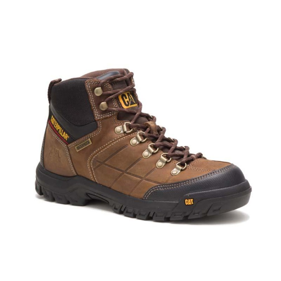 Footwear CAT Footwear Hiking | Caterpillar Men'S Threshold Waterproof Soft Toe Hiker Real Brown