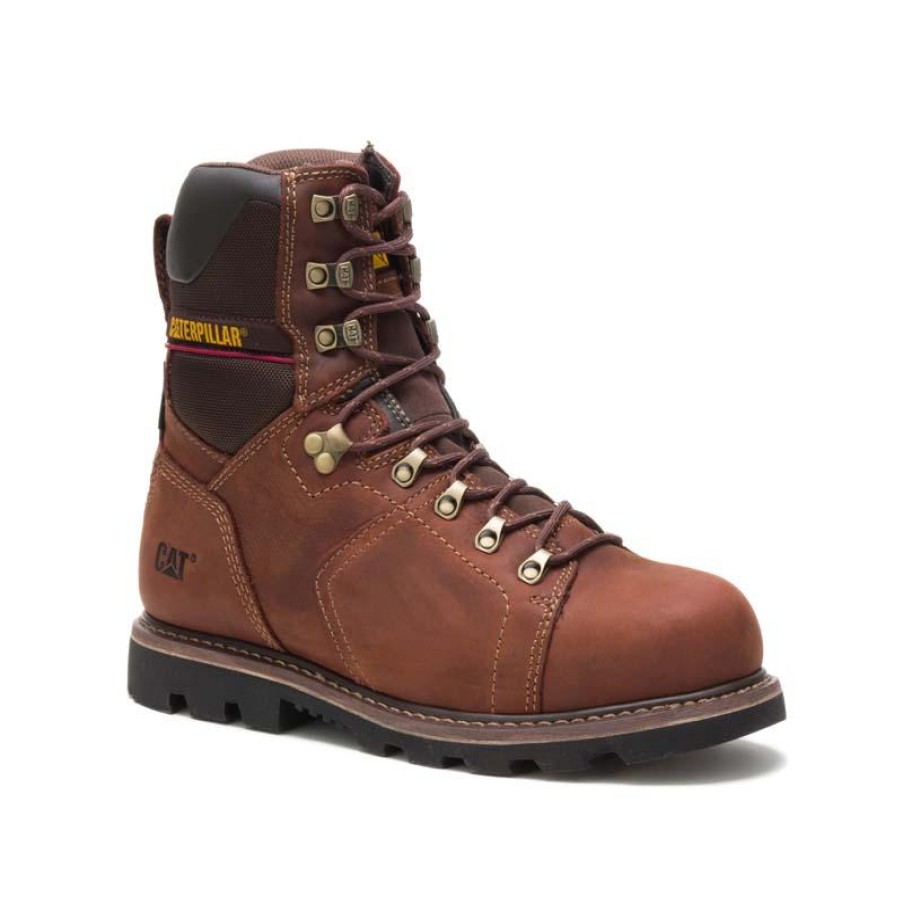 Footwear CAT Footwear Non-Slip Boots | Caterpillar Men'S Alaska 2.0 8" Insulated Waterproof Steel Toe Work Boot Walnut