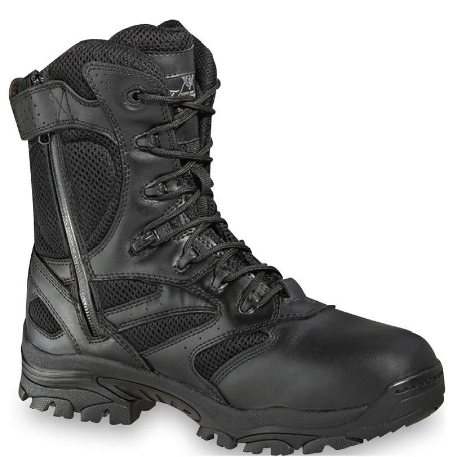 Footwear Thorogood Non-Steel Safety Toe | Thorogood Men'S The Deuce Series 8" Composite Toe Waterproof Side Zip Tactical Boot Black