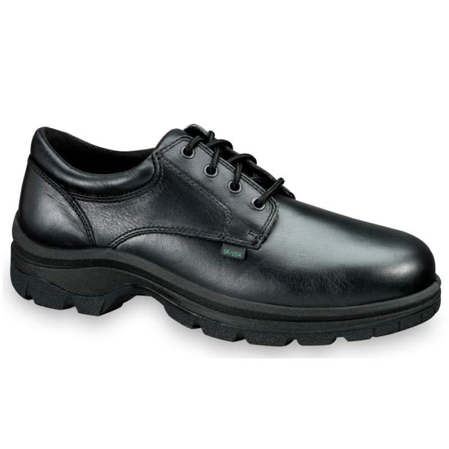 Footwear Thorogood Non-Slip Shoes | Thorogood Mens Soft Streets Series Plain Toe Leather Work Oxford- Extra Wide Sizes Black