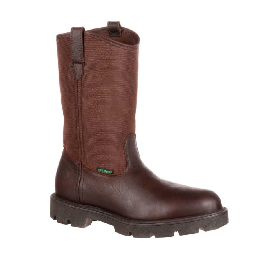 Footwear Georgia Boot Wellington | Georgia Boot Men'S 11" Homeland Waterproof Wellington Boot Medium Brown