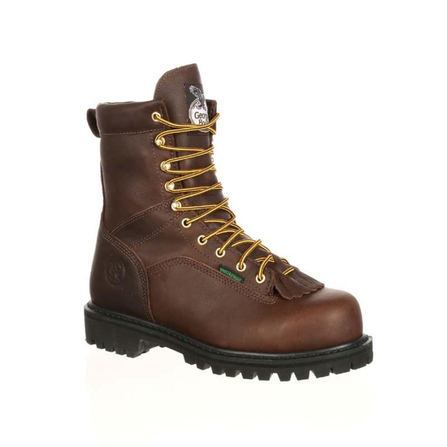 Footwear Georgia Boot Logger | Georgia Boot Men'S 8" Waterproof Low-Heel Logger Boot Dark Brown