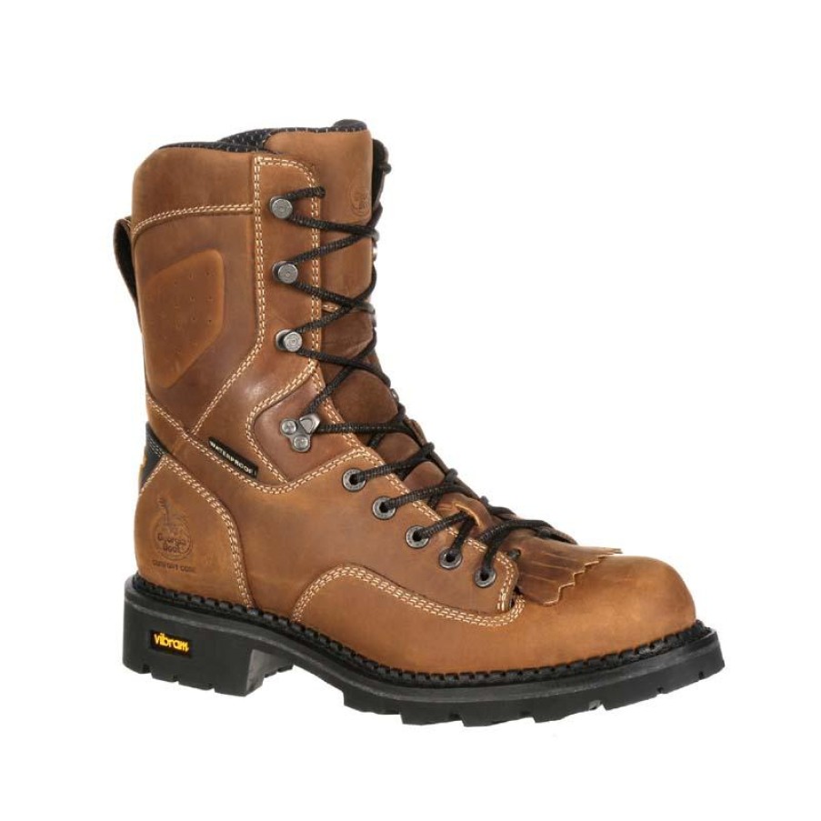 Footwear Georgia Boot Non-Steel Safety Toe | Georgia Boot Men'S 8" Comfort Core Composite Toe Waterproof Logger Work Boot Light Brown