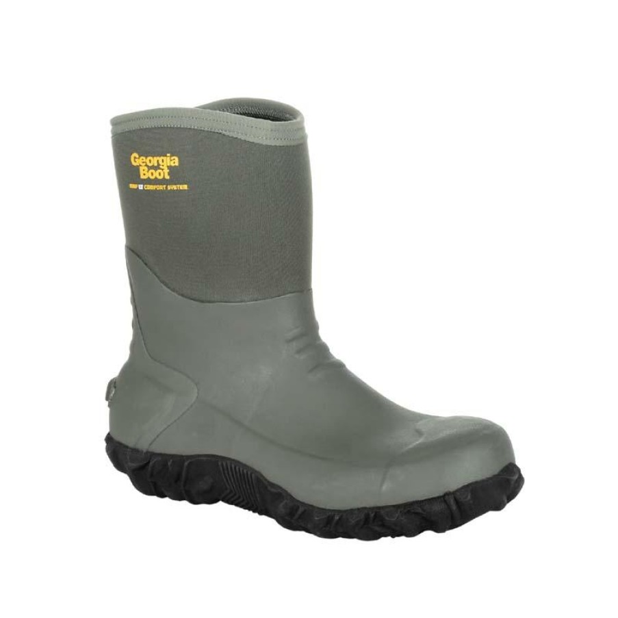 Footwear Georgia Boot Rubber Boots | Georgia Boot Men'S 10" Waterproof Pull-On Rubber Boot Green