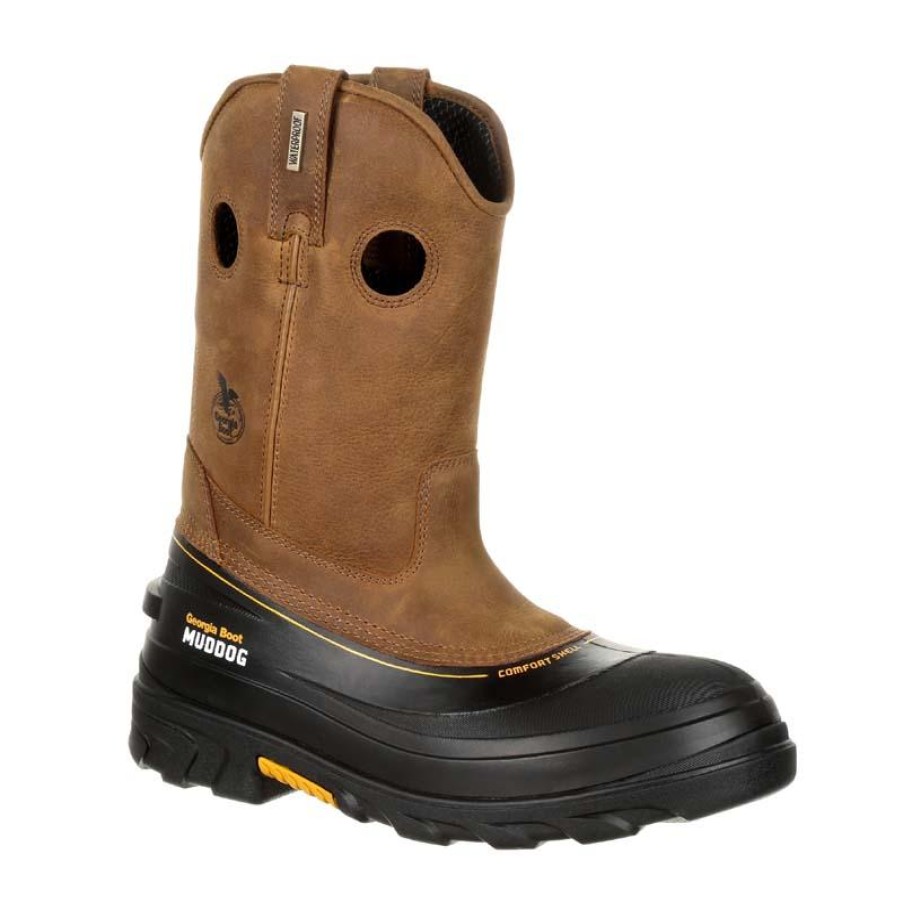 Footwear Georgia Boot Non-Steel Safety Toe | Georgia Boot Men'S 11" Muddog Waterproof Composite Toe Wellington Work Boot Medium Brown