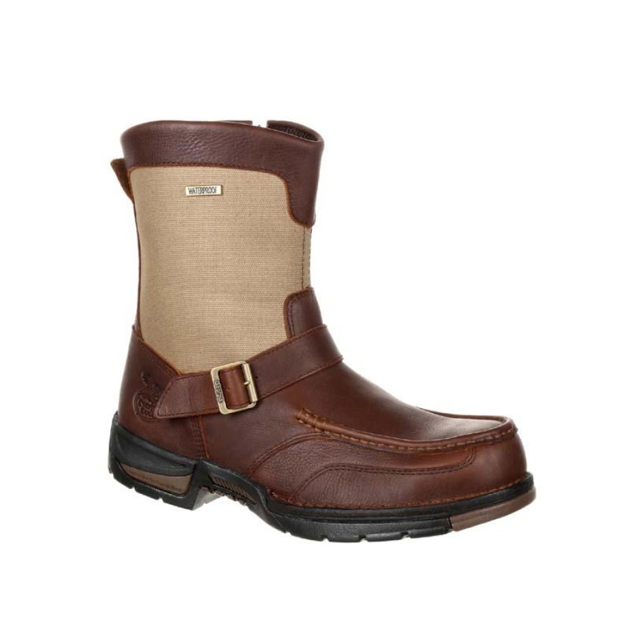 Footwear Georgia Boot Wellington | Georgia Boot Men'S 8" Athens Waterproof Side Zip Work Boot Dark Brown