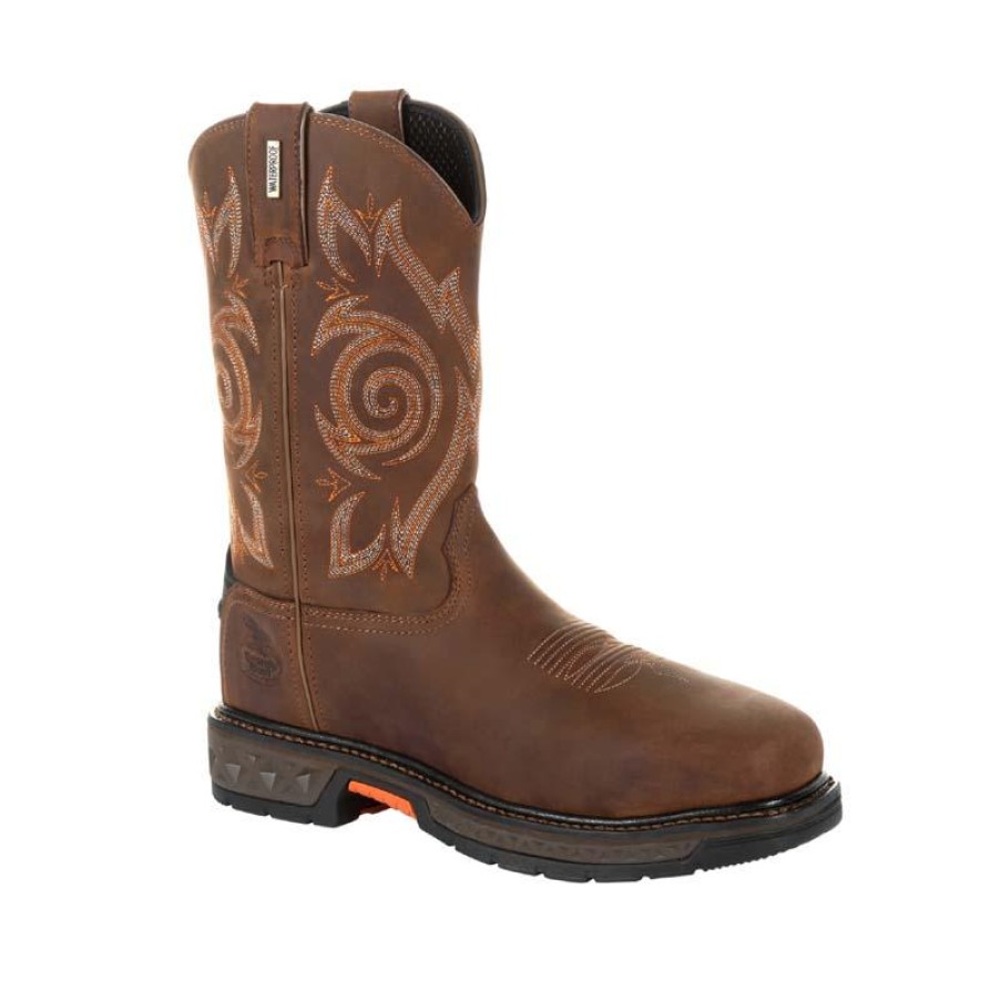 Footwear Georgia Boot Western Boots | Georgia Boot Men'S 11" Carbo-Tec Lt Waterproof Steel Toe Western Boot Medium Brown