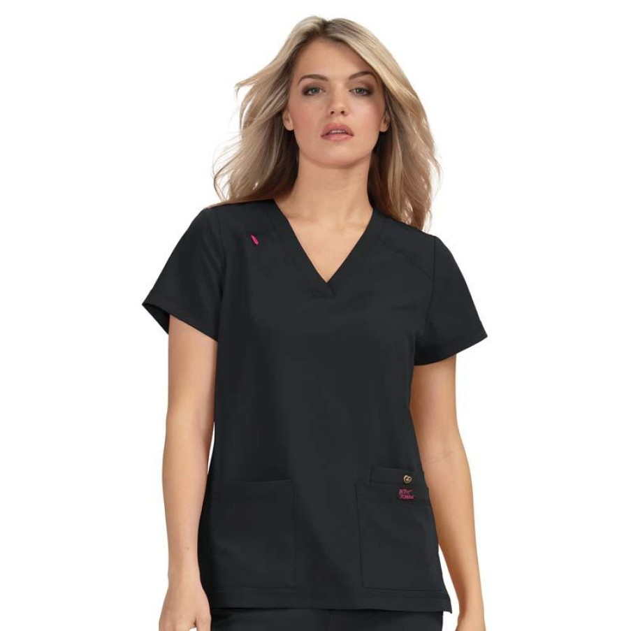 Healthcare Betsey Johnson Scrub Tops | Betsey Johnson Women'S Freesia V-Neck Scrub To