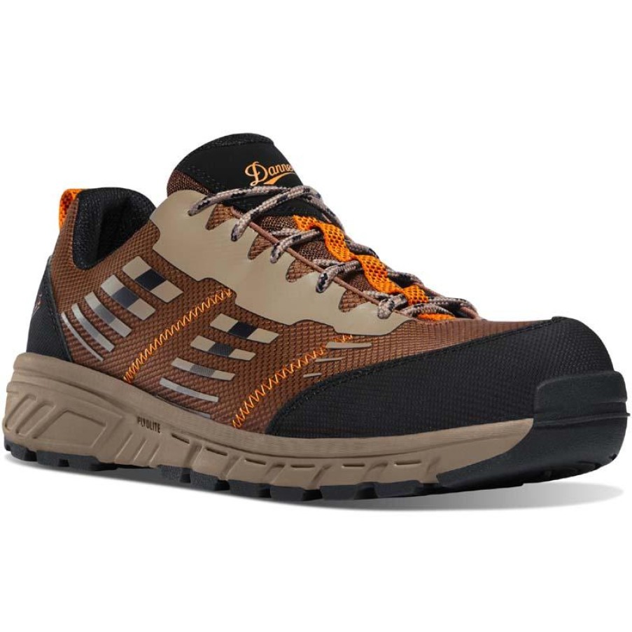 Footwear Danner Non-Slip Shoes | Danner Men'S Run Time Composite Toe Athletic Work Shoe Brown