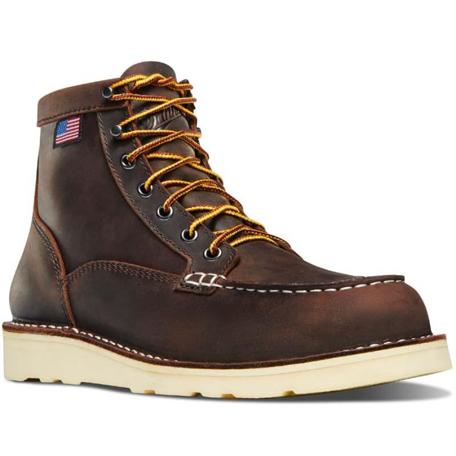 Footwear Danner Steel Toe | Danner Women'S 6" Bull Run Moc Toe Steel Toe Work Boot Brown