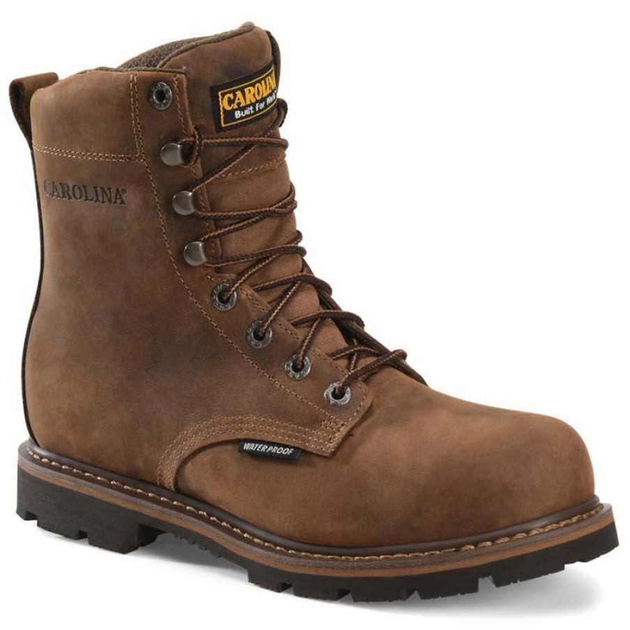 Footwear Carolina Non-Slip Boots | Carolina Men'S 8" Installer Waterproof Steel Toe Work Boot Dark Brown