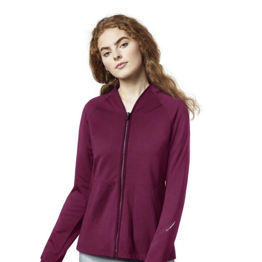 Healthcare WonderWink Layers Lab Coats & Jackets | Wonderwink Layers Women'S Fleece Full Zip Scrub Jacket