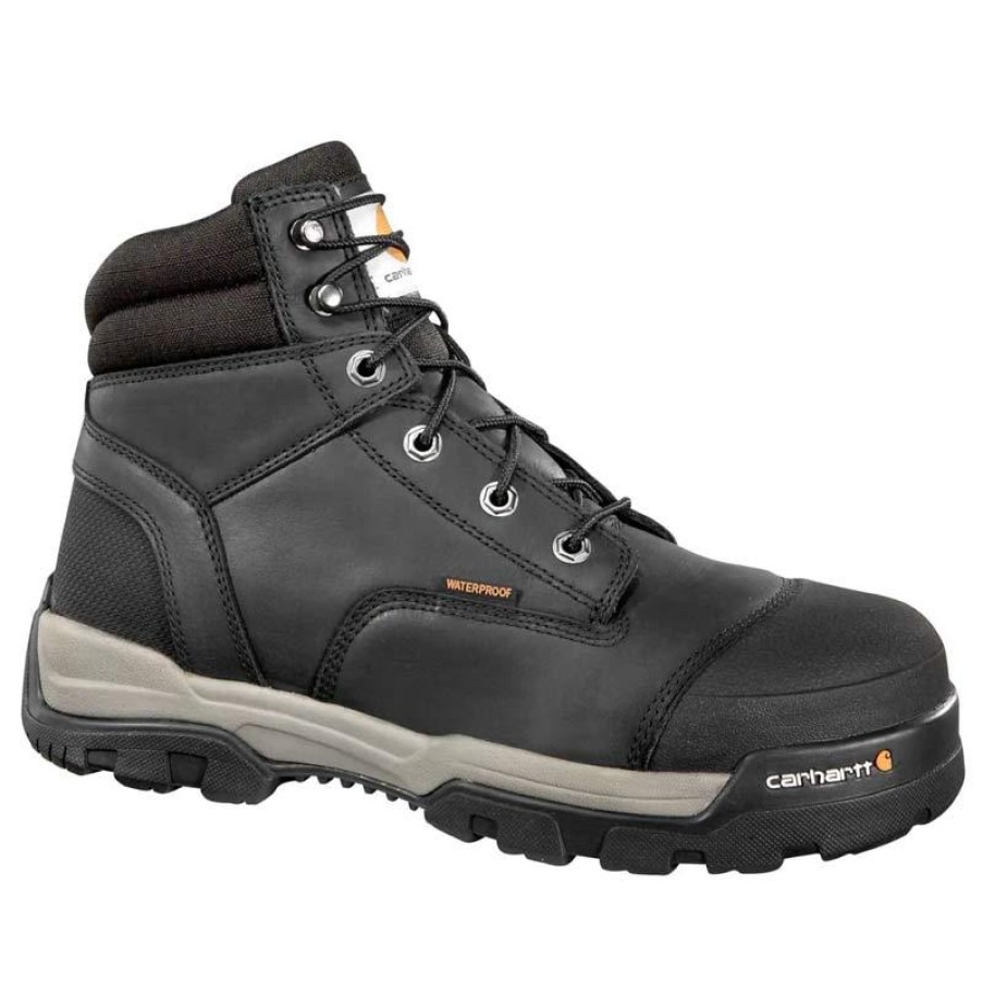 Footwear Carhartt Non-Slip Boots | Carhartt Ground Force Men'S 6" Waterproof Composite Toe Work Boot Black