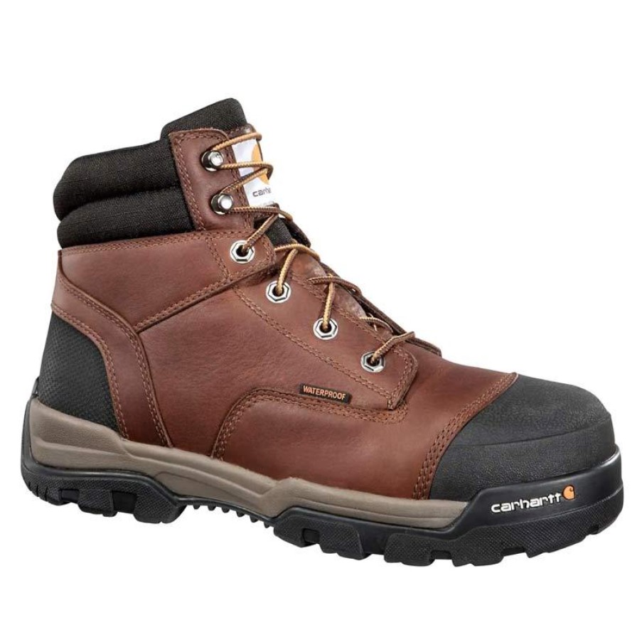 Footwear Carhartt Non-Slip Boots | Carhartt Ground Force Men'S 6" Waterproof Composite Toe Work Boot Peanut Oil Tan