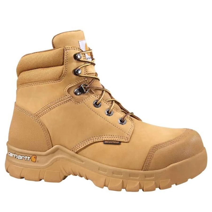 Footwear Carhartt Non-Slip Boots | Carhartt Rugged Flex Men'S 6" Waterproof Soft Toe Work Boot Wheat