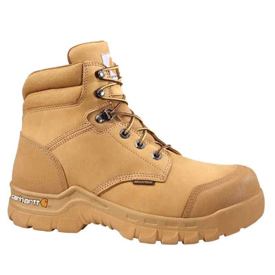 Footwear Carhartt Non-Steel Safety Toe | Carhartt Rugged Flex Men'S 6" Waterproof Composite Toe Work Boot Wheat