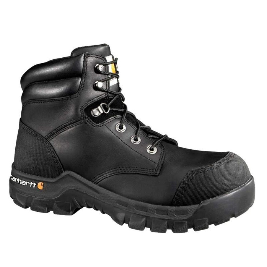 Footwear Carhartt Non-Slip Boots | Carhartt Rugged Flex Men'S 6" Waterproof Composite Toe Work Boot Black