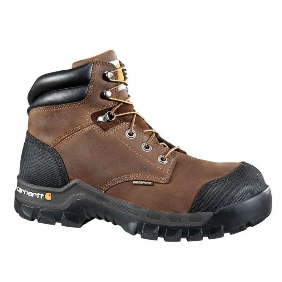 Footwear Carhartt Non-Slip Boots | Carhartt Rugged Flex Men'S 6" Waterproof Composite Toe Work Boot Dark Brown