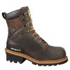 Footwear Carhartt Non-Slip Boots | Carhartt Men'S 8" Waterproof Composite Toe Logger Climbing Boot Crazy Horse Brown